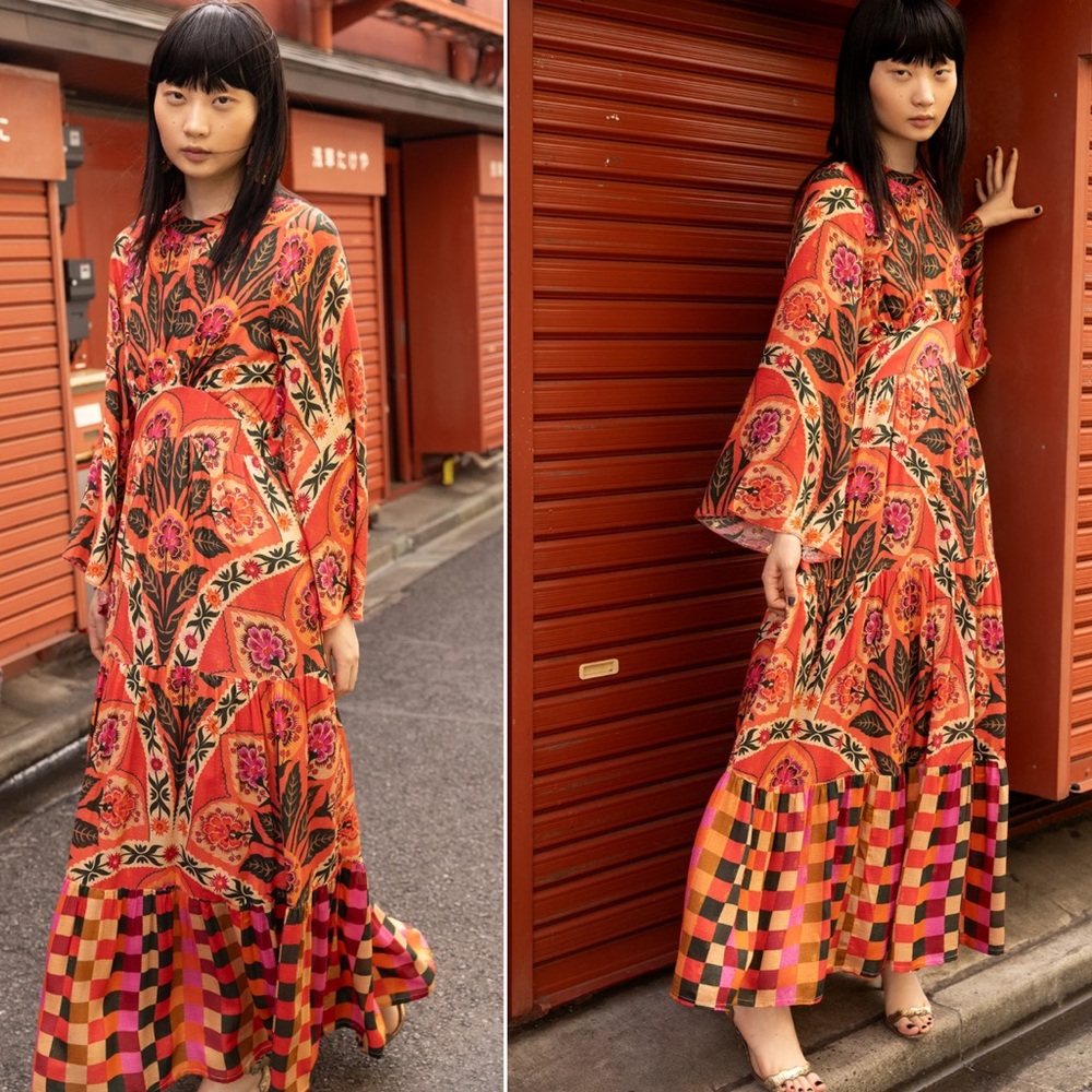 Oliphant Balloon Waisted Maxi Positano Dress Size XS